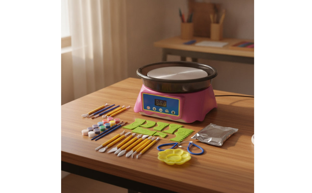 Electric Mini Pottery Wheel with Tools Digital Tabletop Pottery Wheel Portable Compact for Beginners, Hobbyists, Kids, Home Studio, Classroom