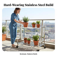 Multi-Tier Flower Trolley Indoor/outdoor Use Tiered Planter Trolley for Balcony