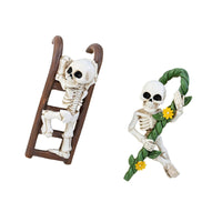 2 Pieces Climbing Skeleton Pot Hanger Gift Idea Skeleton Planter Hanger Hand Painted Cranium Planter for Courtyard