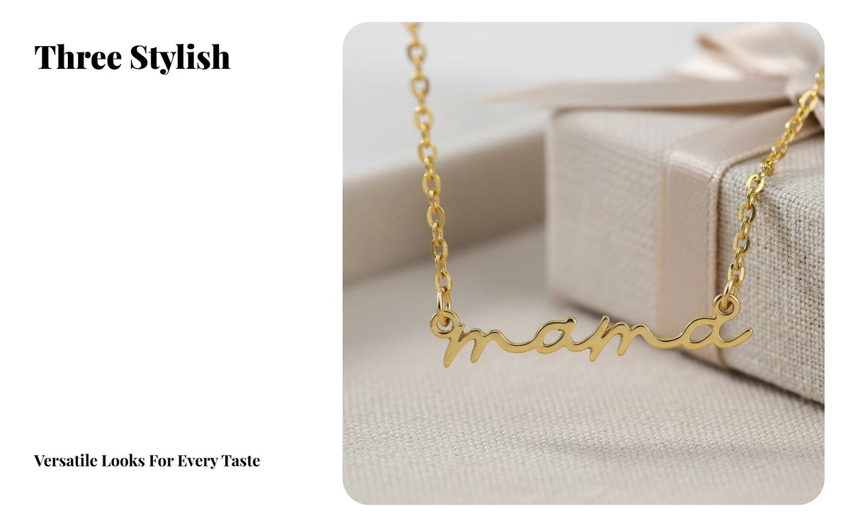 Mama Necklace Family Appreciation Day Mom Necklace Script Necklace Stainless Steel Fashion Jewelry for Parents, Moms, Daily Wear