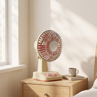 Rechargeable Fan with Vintage Grille Retro Desktop Fan with Control Dial Compact for Bedroom, Dorm Room, Nightstand