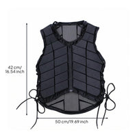 Horse Riding Vest Zippered Equestrian Safety Vest Equestrian Body Protector Black Safeguarding Gear Easy to Clean
