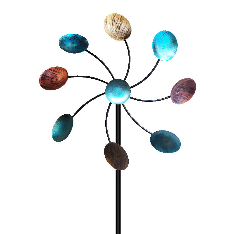 Multicolor eight-blade garden wind spinner