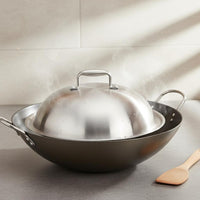 Universal Wok Lid Rust Resistant Stainless Steel Wok Lid Easy to Polished Metal Frying Pot Lid for Stovetop