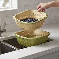 Multifunctional Plastic Fruit Basket and Drainer Set for Kitchen and Dining