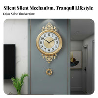 European Hanging Clock Non-Ticking Silent Wall Clock Analog Home Decor for Living Room, Entryway, Hallway Decoration