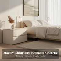 Cream design Two-Drawer Nightstand Modern Design 2-Drawer Nightstand Sturdy long-lasting Bedside Table Rounded Corners for Homeowners, Renters, Students, Living Room, College Dorm, Entryway, Office