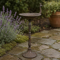 Pedestal Bird Feeder Flared Base Decorative Metal Avian Sculpture Feeder Tall Post for Patio