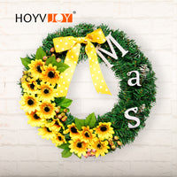 Sunflower Christmas Wreath PVC Simulation Garland for Front Door Decoration