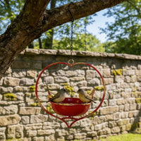 Wide Mouth Iron Bird Feeder Outdoor Use Hanging Bird Feeder Rust Resistant Easy to Clean for Garden, Patio, Balcony