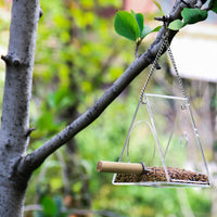 Acrylic Window Bird Feeder with Suction Cups or Hanging Chain, Transparent Triangle Design for Outdoor Bird Watching