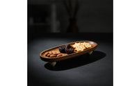 Elevated Serving Tray Low-Profile Tray with Feet Footened Wooden Serving Platter for Dining Table