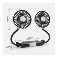 Flexible Tubes twinHead Car Fan Adjustable Heads USB Car Fan 3-Speed Vehicle Gadget
