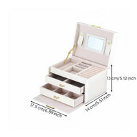Soft Velvet Interior Jewelry Storage Box with Drawers Lockable 3 Layer Jewelry Box Built-in Mirror Waterproof for Women, Girls, Bedroom, Travel
