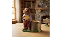 Bear Figurine with Planter Rustic Bear Planter Yard Art Woods Weather-Resistant for Gardeners, Patio, Courtyard