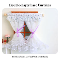 With Wooden Rod OB11 Dollhouse Window Decoration Handmade Double Layer Dollhouse Curtain Realistic Texture for Photographers, Room Box Setup