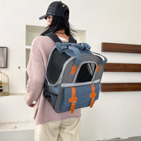 Soft-Sided Pet Carrier Backpack Breathable Backpack with Mesh Panels Handsunobstructed Covered Pet Bag Ventilated for Cat Owners, Vet Visits, Commuting
