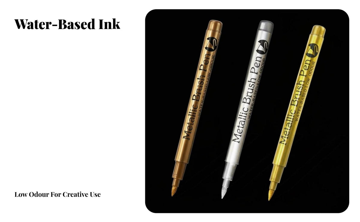 Waterproof Ink Shimmering Brush Marker Fade Resistant Double-sidedEnded Shimmering Writers High Coverage Paint Pen Multi-Surface Use for Artists, Students, Crafting