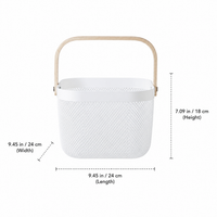 Home Storage Basket Portable Ventilated Pantry Clutter Storage with Wood Handle