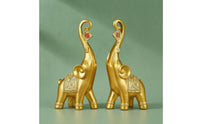 Gold Elephant Figurines Textured Elephant Ornaments Set