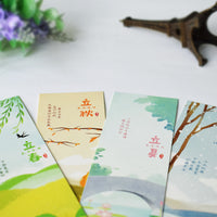 24 Solar Terms Hand-Painted Cartoon Bookmarks with Blank Back for DIY