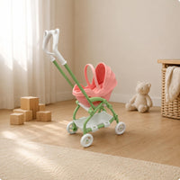 Realistic Design Foldable Doll Pushchair Lightweight Mini Toy Stroller Compact Baby Stroller Toy Four Wheels