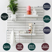 No Drill Pegboard Shelf Organizer Wall Mounted Storage Rack for Kitchen , Book Shelves for Wall Display Shelf, Laundry Room Shelves for Homeowners