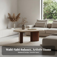 Sculptural Low Table Wabi-Sabi Aesthetic Bean-Shaped Coffee Table Natural Aesthetic Irregular Shape for Apartment Dwellers