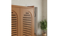 Bamboo Footwear Organizer Odor Resistant Double Door Shoe Rack Large Capacity for Entryway, Hallway