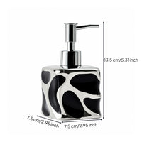Ceramic Soap Dispenser Square Countertop Dispenser with Silver Toned Pump Glossy for Washroom