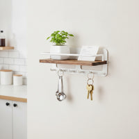 Wall Key Holder with Shelf Decorative Key Rack with Hooks Space-Saving for Foyer