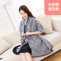 Women's Classic Korean Style Reversible Plaid Scarf, Thickened and Lengthened Faux Cashmere Warm Shawl for Autumn/Winter