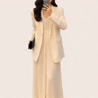 Dress Set for Plus Size Women, Elegant Blend Skirt Suit & Casual Wear, Flattering Spring Two-Piece Outfit for Curvy Fashionable Rolled Hem Design