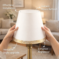 Textile Lampshade with Gold Trim for Ceiling Lights and Pendant Lamps, Shade for Table and Floor Modern for Bedrooms