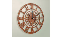 Wood-Grain Wooden Wall Clock Decorative Cutout Wall Clock Rustic Openwork for Entryway