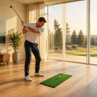 Golf Hitting Mat Indoor Outdoor Practice Swing Mat Rubber Base Non-slip with Ball Tee