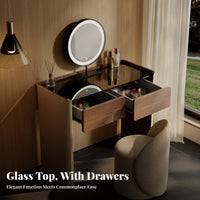 Modern Design Vanity Set with Lighted Mirror Minimalist and design Dressing Table Ample Storage Space Makeup Desk Includes Matching Stool for grooming aficionados, Apartment Residents, Teenage &young women, Small Living areas