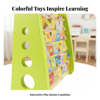 Multifunctional Wooden Alphabet and Number Frame Solid Wood Construction Flip Block Learning Toy for Toddlers, Preschool, Playroom