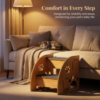Pet Small Dogs, 40cm Height Dog Steps for Sofa Access, Density Board Construction, Non-Slip Carpeted Steps, Paw Cutout Design