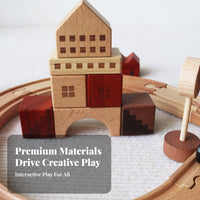 Looped Railway Set Wooden Railway Station Wooden Rail-Building Toy Smooth Finish Printed Details
