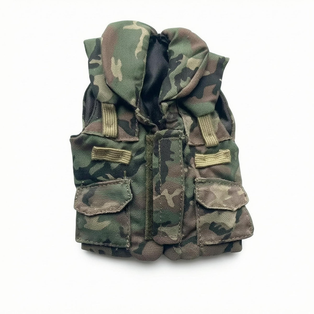 Flap Pockets Vest Front Zip Miniature Vest Padded Hooded Top Figure Accessory Stitched for Collectors, Hobbyists, Scene Display, Display