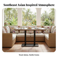 Woven Booth and Chair Set Southeast Asian Design Professional-Grade Furniture Padded Seat 500 Lb Weight Capacity