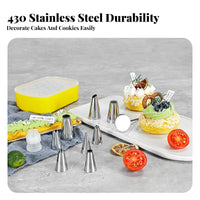 25 Pieces Piping Tip Set Includes Storage Box Piping Tips Set Food Grade Stainless Steel Frosting Tips for Amateur Baker S, DIY Projects, Bakery