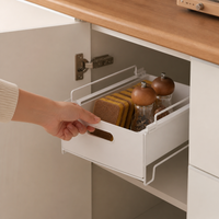 Under Sink Organiser, Pull Out Drawers for Cabinets, Kitchen Cabinet Organiser, Matte White Stackable Cleaning Product Organiser