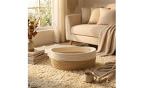 Two-Tone Woven Cotton Rope Basket Rounded Corners Cotton Rope Basket Soft Open-Top Organizer Bin Decorative