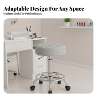 Thick Padded pad Adjustable Round Stool with Casters Easy to Clean Rolling Seat Multi-Purpose rotating Chair for Nail Technicians, Salon Professionals, haircut specialist Shop, Vanity, Clinic, Workshop