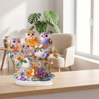 Acrylic Ornament with Owl Design Multicolor Owl Tabletop Ornament Desktop Plaque with Base Translucent 2D for Bird Lovers, Desk