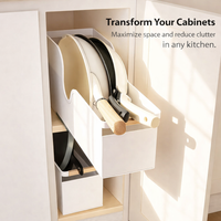 Kitchen Cabinet Pull Out Drawer Organizer, Carbon Steel Tiered Storage for Pots & Lids, Maximizing Space for Home Cooks, Modern for Cupboards