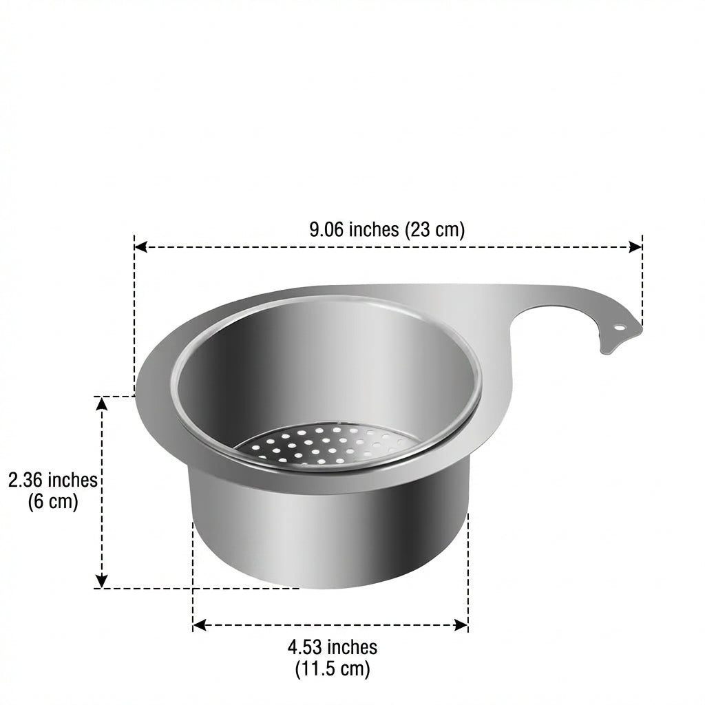 Kitchen Sink Colander Stainless Steel Drain Basket, Swan Neck Hanging Drain Rack, Sink Organiser with Circular Holes, Modern Kitchen Accessories
