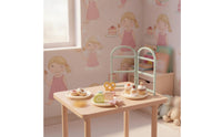 Toy Dessert Stand with Pretend Desserts Three-Tier Dessert Stand with Sweets Rounded Edges Wooden Pretend Desserts Set for Classroom